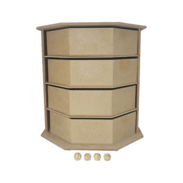 Imagem de Comoda com 4 Gavetas Sextavada Tamanho G 26x27x27,5 Mdf Madeira - ATAC