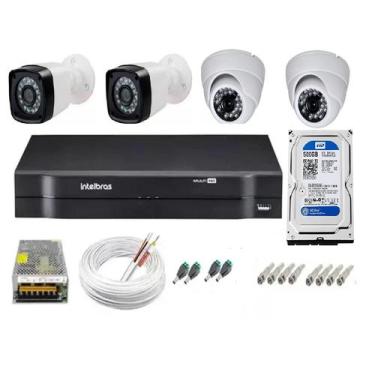 Imagem de Kit cftv 4 cameras de segurança + dvr 4ch Intelbras full hd Promo + Hd