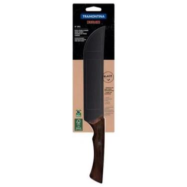Imagem de Faca para Carne Tramontina Churrasco Black 8" Aço Inox Cabo de Madeira