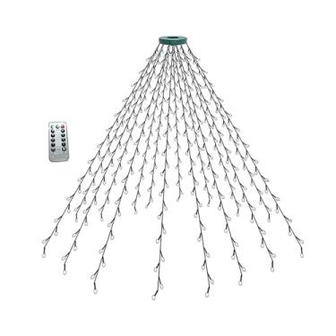 Imagem de Milageto Luzes de árvore de Natal com anel de iluminação de corda de Natal, luzes de corda de fada para casamento, aniversário festivo, quintal, jardim, Luz Quente, 2m 280 Luzes