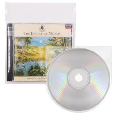 Imagem de sdroceRyaM Mangas internas e externas de CD capa protetora de plástico transparente antiestática para armazenamento de CD e DVD, pacote com 50