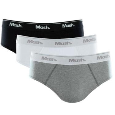 Imagem de Kit De 3 Cuecas Mash Tradicional Adulto Slip Basica Em Algodao Cotton 