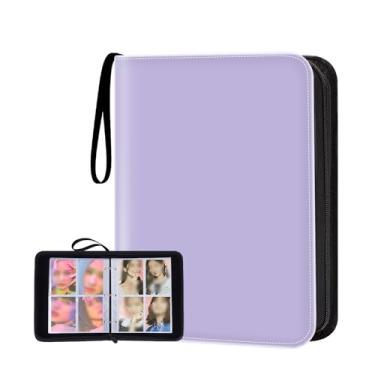 Imagem de HESPLUS Kpop Photocard Binder com 50 Unidades de 4 Páginas de Cartão de Bolso, 400 Photocard Holder Book com Mangas A5 Binder Photocard Album Pu Leather Binder Cover para Cartões d (400 Cartas, Roxo)