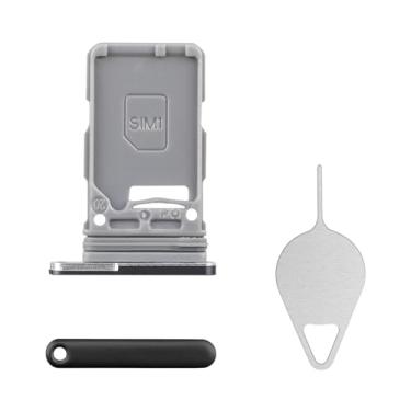 Imagem de BESJMYT Substituição da bandeja do cartão SIM para Samsung Galaxy S21 5G (versão SIM único) Adaptador de suporte para compartimento de cartão cinza fantasma com ejetor de agulha para S21 5G SM-G991U