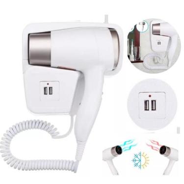 Imagem de Secador 110V de Parede Branco Compacto, Ideal para Hotéis e Piscinas, 