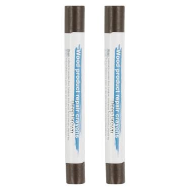 Imagem de PATIKIL Giz de cera para reparo de móveis, 2 peças de bastões de enchimento de madeira de cera de cera de madeira para arranhões Mesas de furos de piso de madeira, marrom escuro