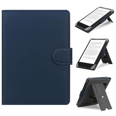 Imagem de HoYiXi Capa universal compatível com Kobo/Pocketbook/TolinoKindle Paperwhite/Kobo Clara HD/Kobo Clara HD/Kobo Clara 2E capa com suporte de couro para e-book eReader de 6 a 6,8 polegadas, azul