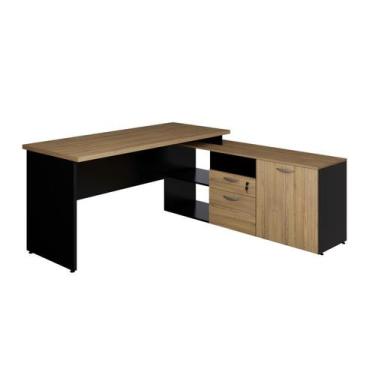 Imagem de Mesa Diretor Atc30 1,70X1,60 c/ Arm pé painel - Macadamia/Pr - WebOffi