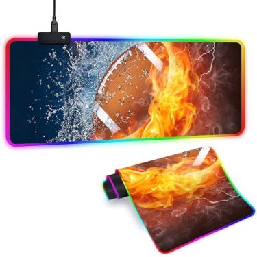 Imagem de Sbarklo Tapete de mouse para jogos XL RGB com 14 modos de iluminação - Mouse pad Gamer iluminado, 80 x 30 cm, antiderrapante, estilo futebol, LED, grande, para gamer, acessórios de jogos para mesa, à