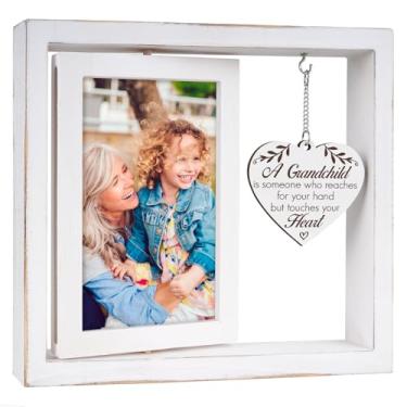 Imagem de Hudiegify Porta-retrato para avós com enfeite para pendurar, acabamento branco envelhecido