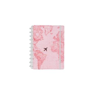 Imagem de Caderno Inteligente  By Gocase Mapa Mundi Rosa Tamanho Grande 80 Folhas