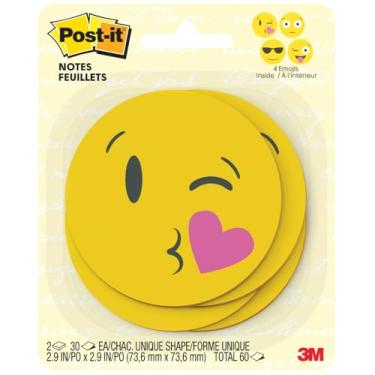 Imagem de PPost-it Super Sticky Notes, 7,6 x 7,6 cm, 2x a potência de colagem, designs de emoji, 4 faces alternadas (BC-2030-EMOJI), amarelo