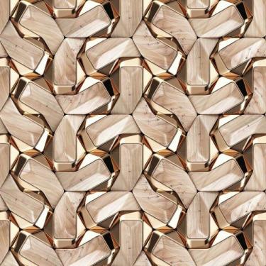 Imagem de Papel de Parede Decorativo Madeira 3D e Ornamentos 1,50m - Dekal Decor