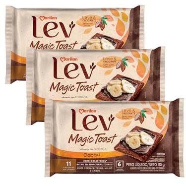 Imagem de 3 Torrada Doce Lev Magic Toast Cacau E Cereais Marilan 110g