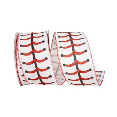 Imagem de Reliant Ribbon Cadarços de beisebol com fita de borda com fio, branco/vermelho