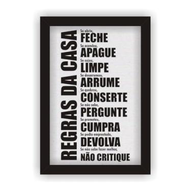 Imagem de Quadro Placa Decorativa Mdf Regras Da Casa Com Moldura