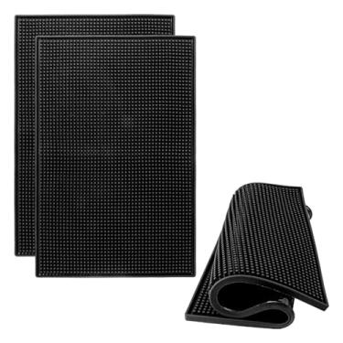 Imagem de IHDYPPEW Pacote com 3 tapetes pretos de 30 x 45 cm, tapete de barra de borracha, antiderrapante para bancada, barman, cozinha, mesa de jantar