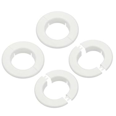 Imagem de PATIKIL Flange dividida na parede 2,7" (68 mm), 4 peças redondas destacáveis placa escudo fivelas tampa de tubo de água para cozinha banheiro ar condicionado braço tubo torneira decoração, branco
