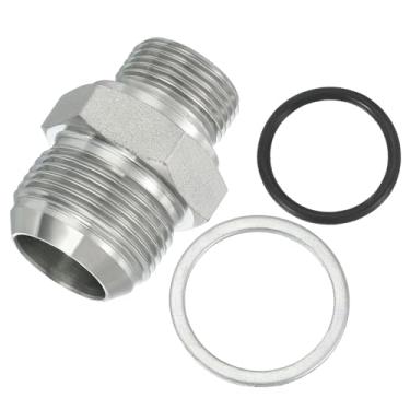 Imagem de PATIKIL Conectores de mamilo redutores hexagonais Adaptador de tubo 1 5/40.6 cm macho 37° Flare JIC x 3/10.2 cm BSPT macho, adaptador de bocal redutor de encaixe de tubulação Encaixe hidráulico de aço