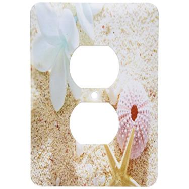 Imagem de 3dRose lsp_179449_6 imagem de flor e concha em cor pastel na praia branca - 2 plugues para tomada