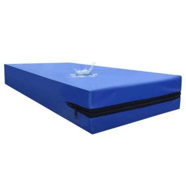 Imagem de Capa de Colchão Casal Impermeável Hospitalar com Zíper Azul/Bege/Cinza