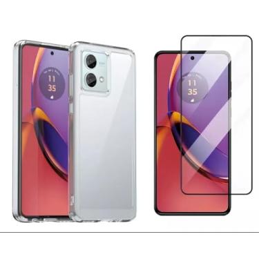 Imagem de Kit Capa Capinha + Película 3D para Moto G84 | Anti-Impacto | Transparente | Proteção Total | Case Air Anti Impacto Transparente + Película De Vidro Temperado 3d