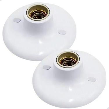 Imagem de 2 Plafon Simples Suporte Lâmpadas Bocal Cerâmico E27 - ILUMI