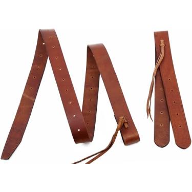 Imagem de Jeereal Arnês de couro latigo de óleo pesado, tarugo, conjunto de tiras de aperto para sela de cavalo ocidental (marrom)