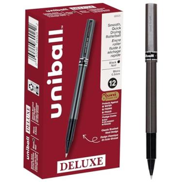 Imagem de Uni-ball 60025 Deluxe Roller Ball Stick Caneta à prova d'água tinta preta Micro DOZEN