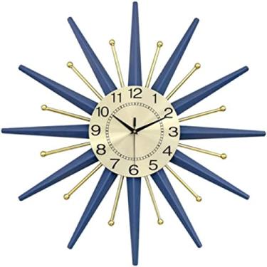 Imagem de Relógio de parede silencioso relógio de parede sala de estar casa moda relógio de parede luminoso moderno decorativo silencioso relógio de quartzo luz relógio nórdico de luxo, azul cinza 56 cm relógio