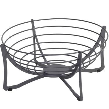 Imagem de Cesta de Frutas Fruteira Redonda de Mesa Cinza 34,5cm Masutti Aramada Carbono
