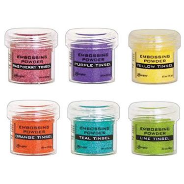 Imagem de Ranger Pó para gravação em relevo – Seis frascos de 30 ml – roxo, limão, amarelo, azul-petróleo, framboesa, laranja – Pacote de 6 frascos