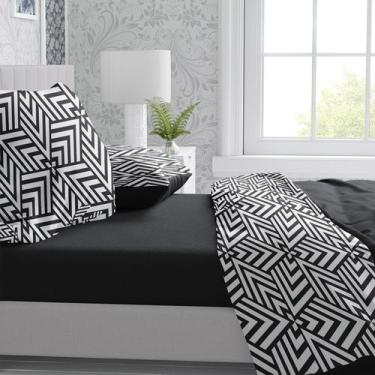 Imagem de Jogo De Lençol Casal Super King 4 Pç Percal Flex 6 Cores - ESPAÇO CASA