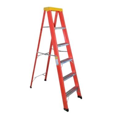 Imagem de Escada Tesoura Residencial em Fibra de Vidro de 1,80m com 5 Degraus + 1 Patamar-BERTOLO-RF-6