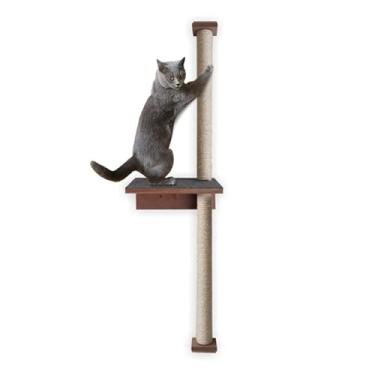 Imagem de Arranhador para gatos de parede de sisal 1 metro com prateleira e carpete