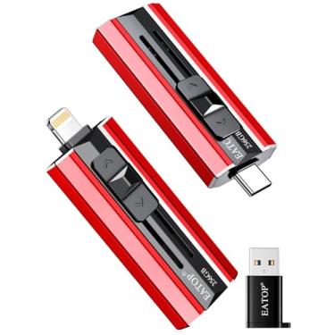 Imagem de EATOP Flash Drive de 256 GB destinado a iPhone iPad, armazenamento em cartão de memória para backup de fotos e vídeos, compatível com iPhone iPad Android PC, Plug and Play, sem necessidade de