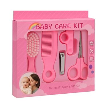 Imagem de SYMEON Kit Higiene Infantil, 6 Peças, Escova, Pente, Tesoura, Cortador de Unha com Suporte, Livre de BPA