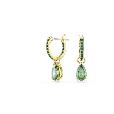Imagem de Swarovski Atraia brincos de gota, corte pera, verde, acabamento dourado, One Size, Cristal, Cristal