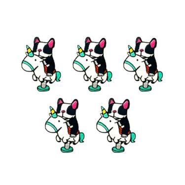 Imagem de TH88 Conjunto de 5 peças Mini Bulldog Francês Filhote de Cachorro Remendos Bonito Logotipo de Desenho Animado 8 Patches Costurar Ferro em Aplique Bordado Emblema Sinal Remendo Roupas DIY Fantasia