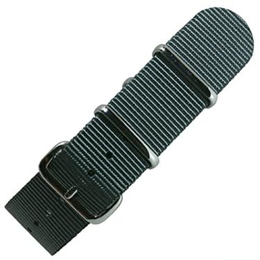 Imagem de time+ Pulseira de relógio militar estilo G10 premium de nylon balístico - Escolha a cor e a largura (18 mm, 20 mm, 22 mm, 24 mm), Militar, Cinza escuro/polido, 22mm
