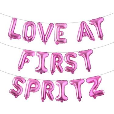 Imagem de Faixa balão Love at First Spritz - Decorações de chá de panela Aperol Spritz para ela, decorações de festa de casamento de despedida de solteira (LOVE AT FIRST SPRITZ vermelho rosa)