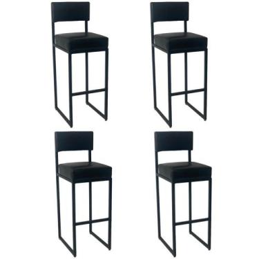 Imagem de Kit 4 Banqueta Para Churrasqueira Balcão Alta Estofada Nova - Aluminiu