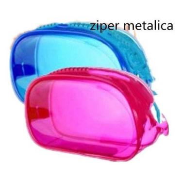 Imagem de Estojo Escolar Bolsinha Tranparente Material Polipropileno - oem, rosa