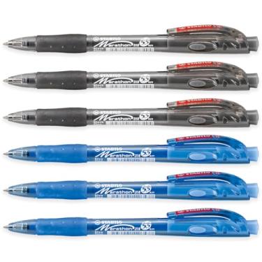 Imagem de STABILO Marathon - Caneta esferográfica retrátil - fina - pacote com 6 (preto, azul)