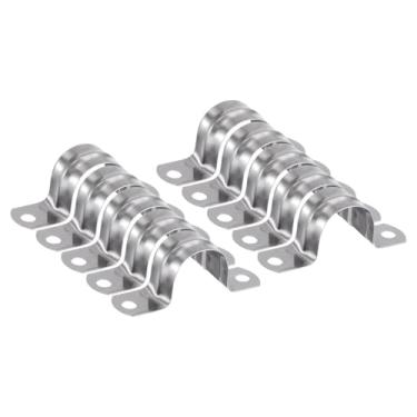 Imagem de HARFINGTON 10 braçadeiras de conduíte de 2,5 cm e 25 mm, braçadeira de tubo M25 U, correia rígida de aço inoxidável, suporte em forma de U com dois furos para fixação de fio de mangueira de tubo