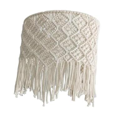 Imagem de Ｂｅｓｇａ Abajur de macramê estilo boho, capa para luminária pendente, proteção de lâmpada decorativa rústica boêmia com borla para sala de estar e quarto, Style B