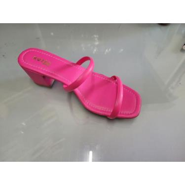 Imagem de Tamanco Feminino Duas Tiras Salto Medio - Rozes, Pink, 38