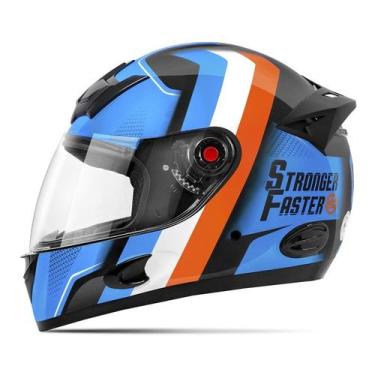 Imagem de Capacete Moto Fechado Mixs Mx5 Etceter Stronger Faster Brilhante, AZUL
