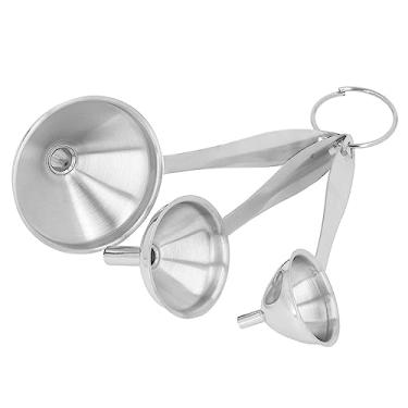 Imagem de AYNEFY Funil de Aço Inoxidável Pequeno -Mini para Transferir óleos Essenciais 3pcs Kit Multifuncional de Funil de Cozinha para Líquido Líquido, Uso Doméstico Portátil