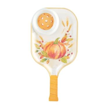 Imagem de UP Bandeja de lanche de melamina para colheita de abóbora e molho, travessa em formato de pickleball com tema de Ação de Graças para batatas fritas, salsa, frutas e aperitivos, 39 x 20 cm